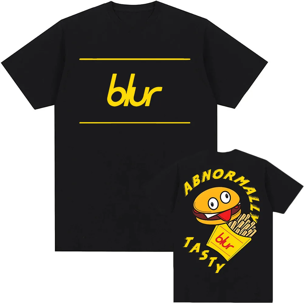 Blur Dan Abnormal Tee Cotton Short Sleeve Men Women Tshirts Unisex Streetwear Funny Cartoon Hamburgers and French Fries T Shirt