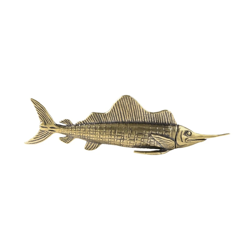 Brass BIG Sailfish Fish Watching Fishes Sea Animals Model Fishbowl Decoration Action Figures Education Miniatures Tea needle view 6
