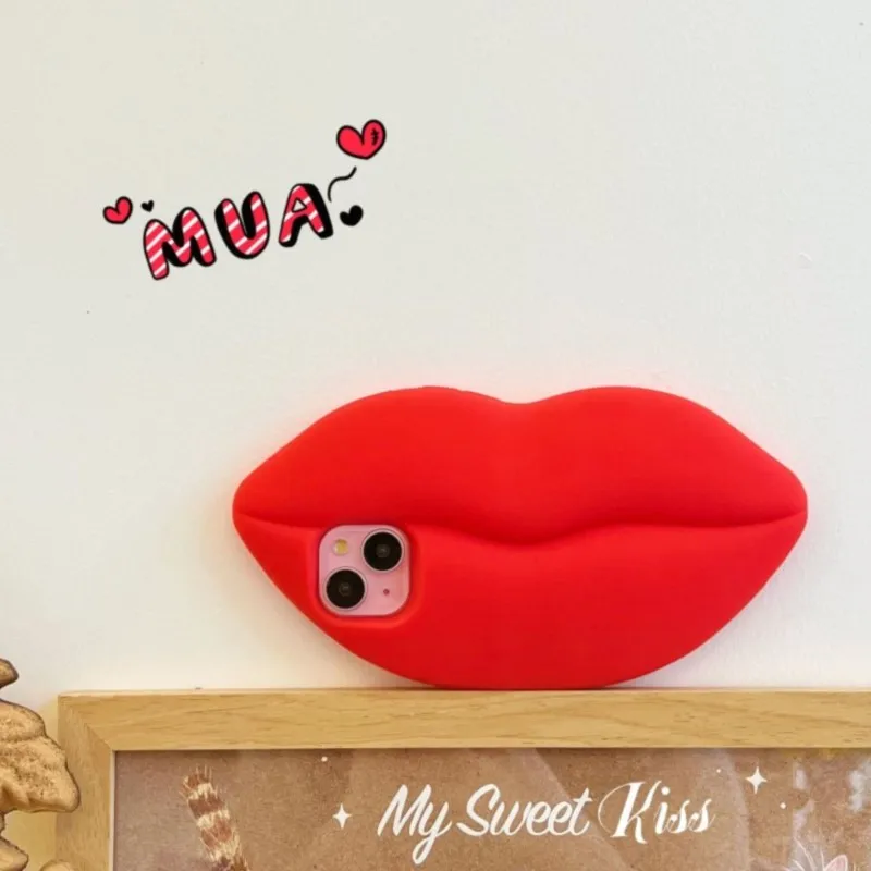 Funda Divertida con Labios Rojos para iPhone 15 Pro Max, iPhone 14/13/12/11 Pro Max, iPhone 13 Pro Max, Funda de Silicona Suave con Dibujos Animados en 3D