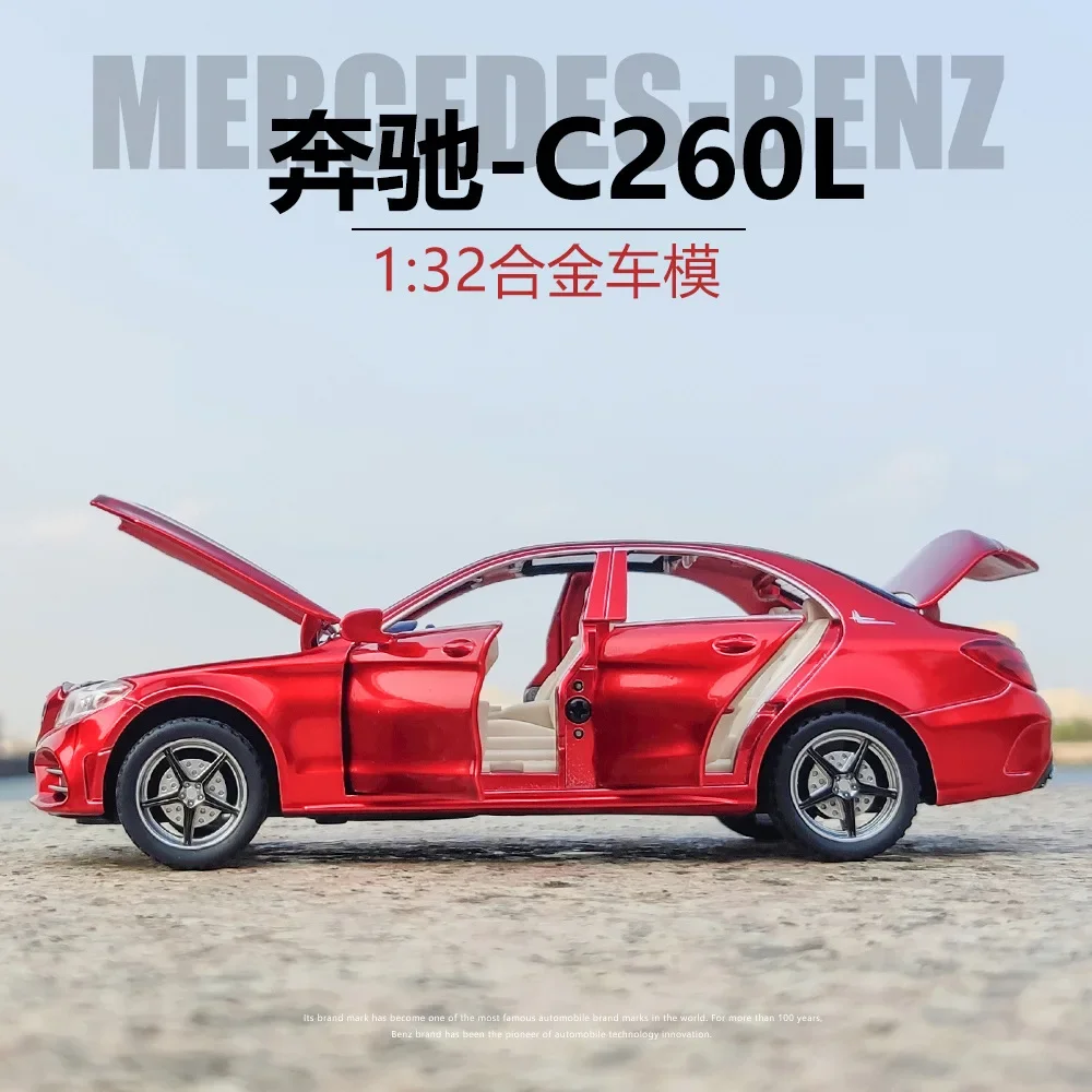 1:32 Mercedes-Benz C260L High Simulation Diecast Metal Alloy Model car Sound Light Pull Back Collection Kids Toy Gifts A54