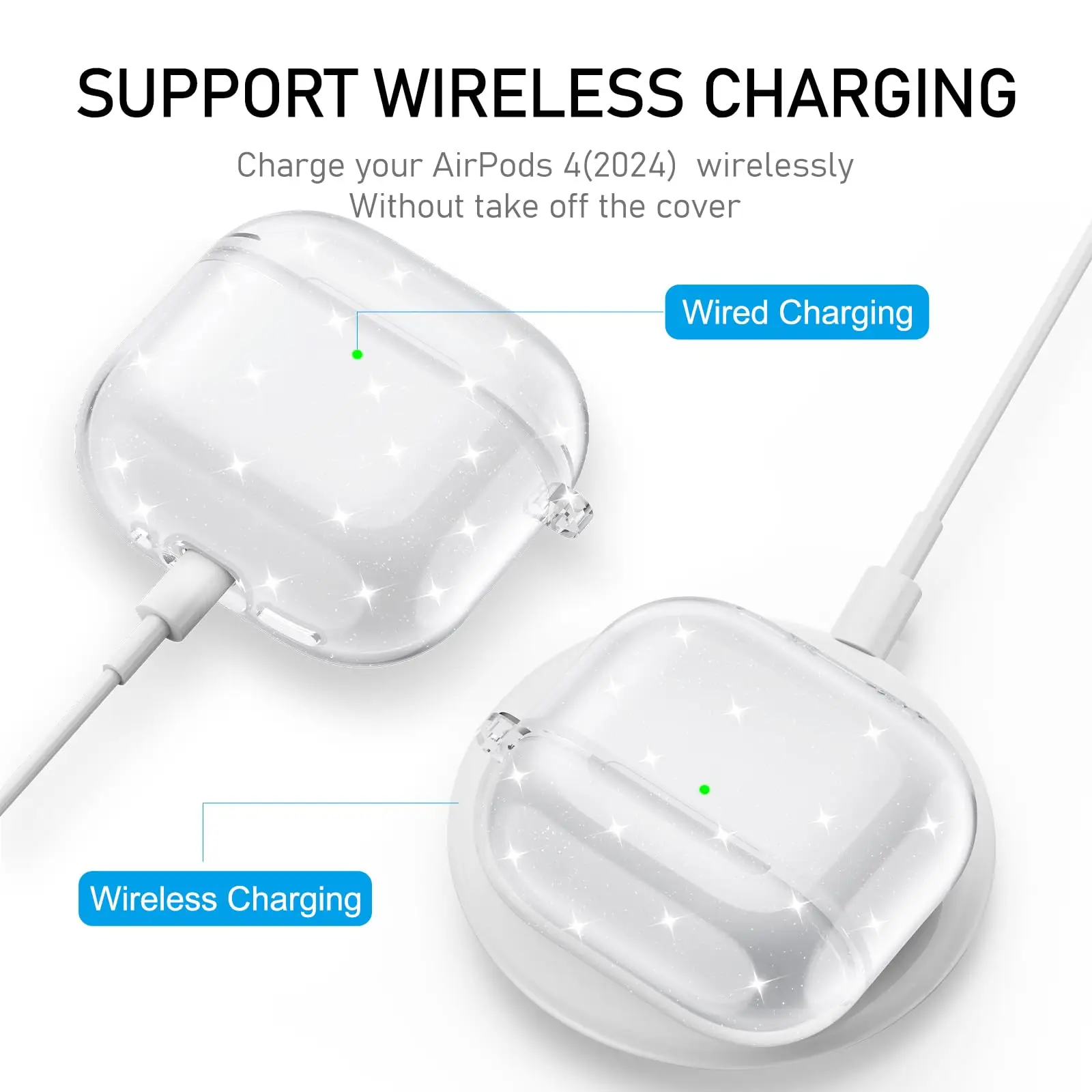 Прозрачный чехол для Airpods 4, мягкий защитный чехол из ТПУ с набором для чистки, брелок для AirPods 4, чехол для зарядки наушников