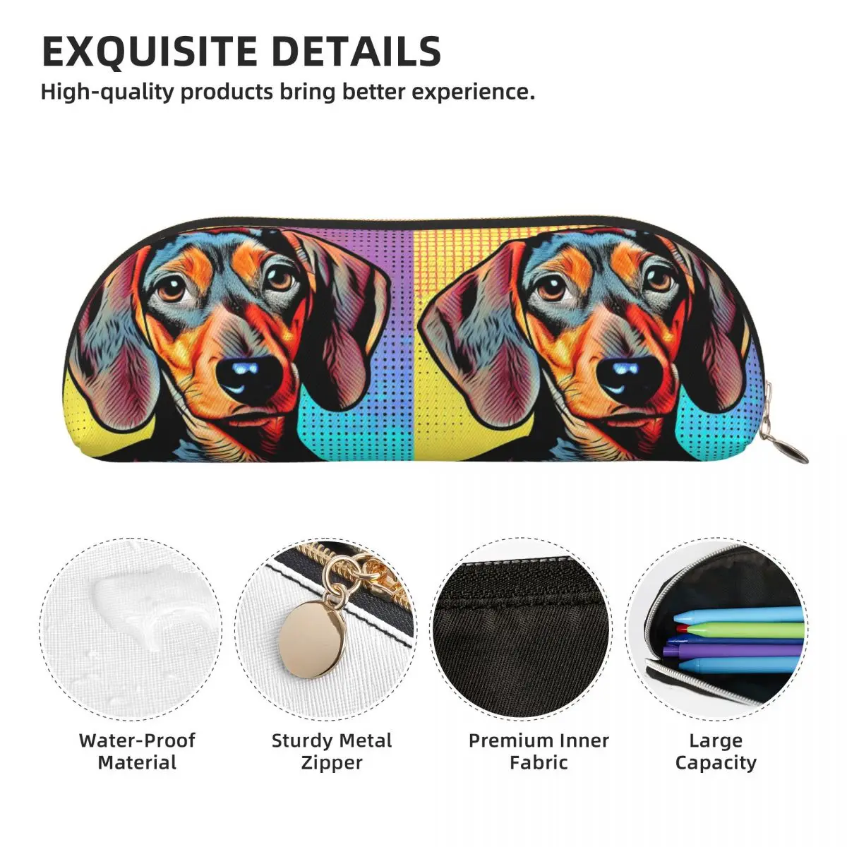 Dachshund السجق الكلب البوب الفن مقلمة حامل قلم تخزين لوازم مكتبية سعة كبيرة صندوق القلم حقيبة أقلام رصاص للبنين بنات