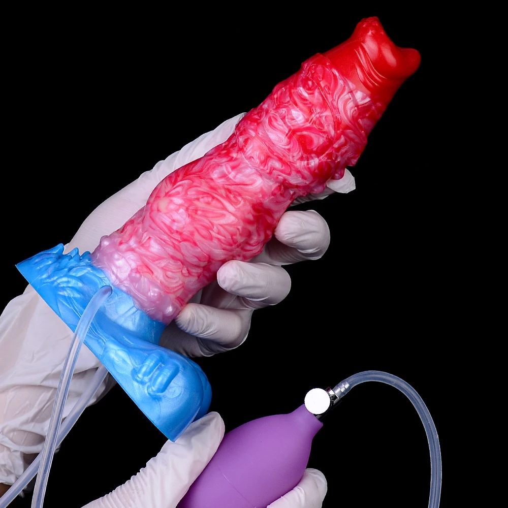 Mainan seks silikon Stimulator vagina Plug Anal simpul besar 8.9cm Dildo Anal kuda semprotan tiup mainan seks hewan Fetish Penis