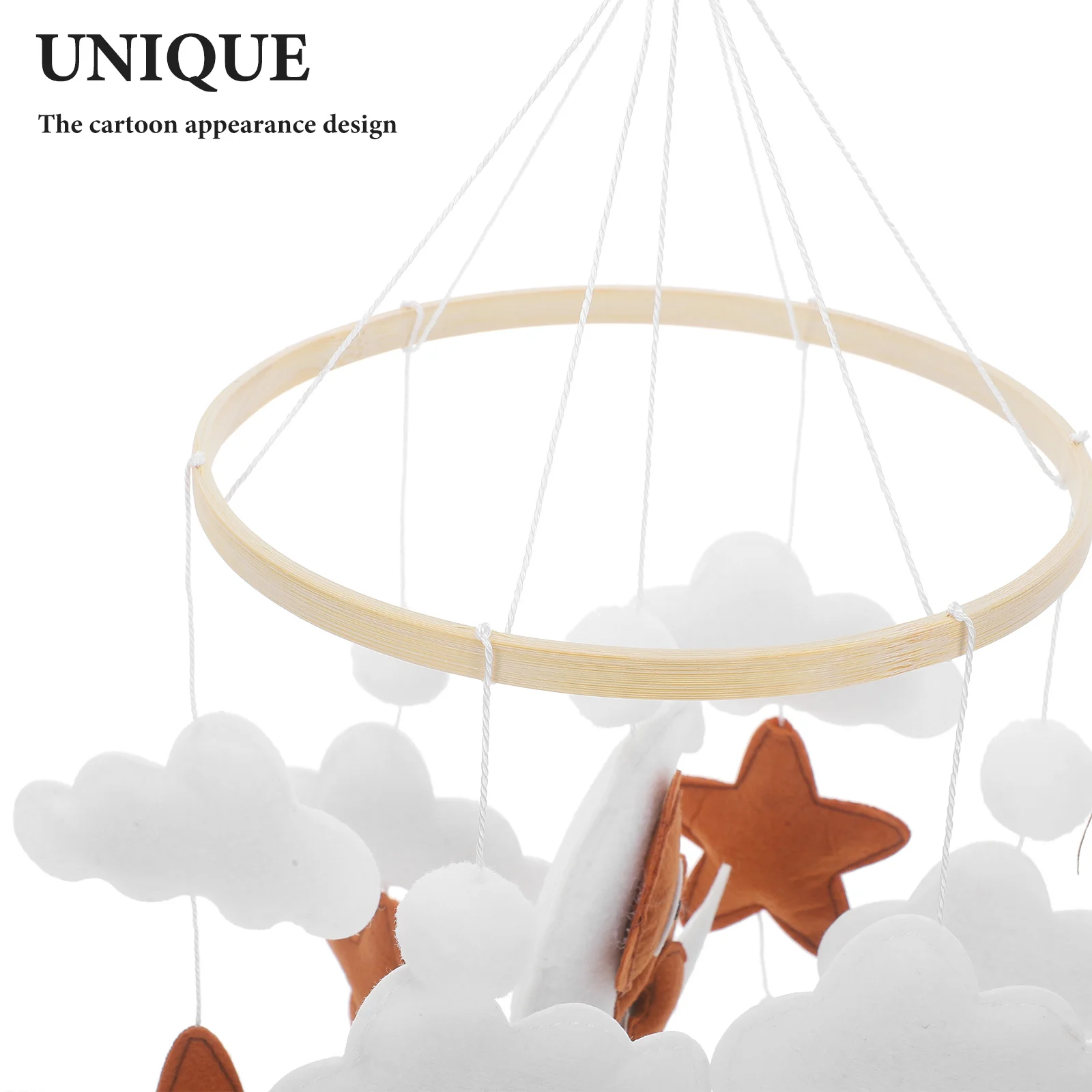 Baby Crib Mobile Bear Cartoon Cloud Star Charm Lightweight Hanging Decoration Calming Wind Chime for Nursery Room Bedside