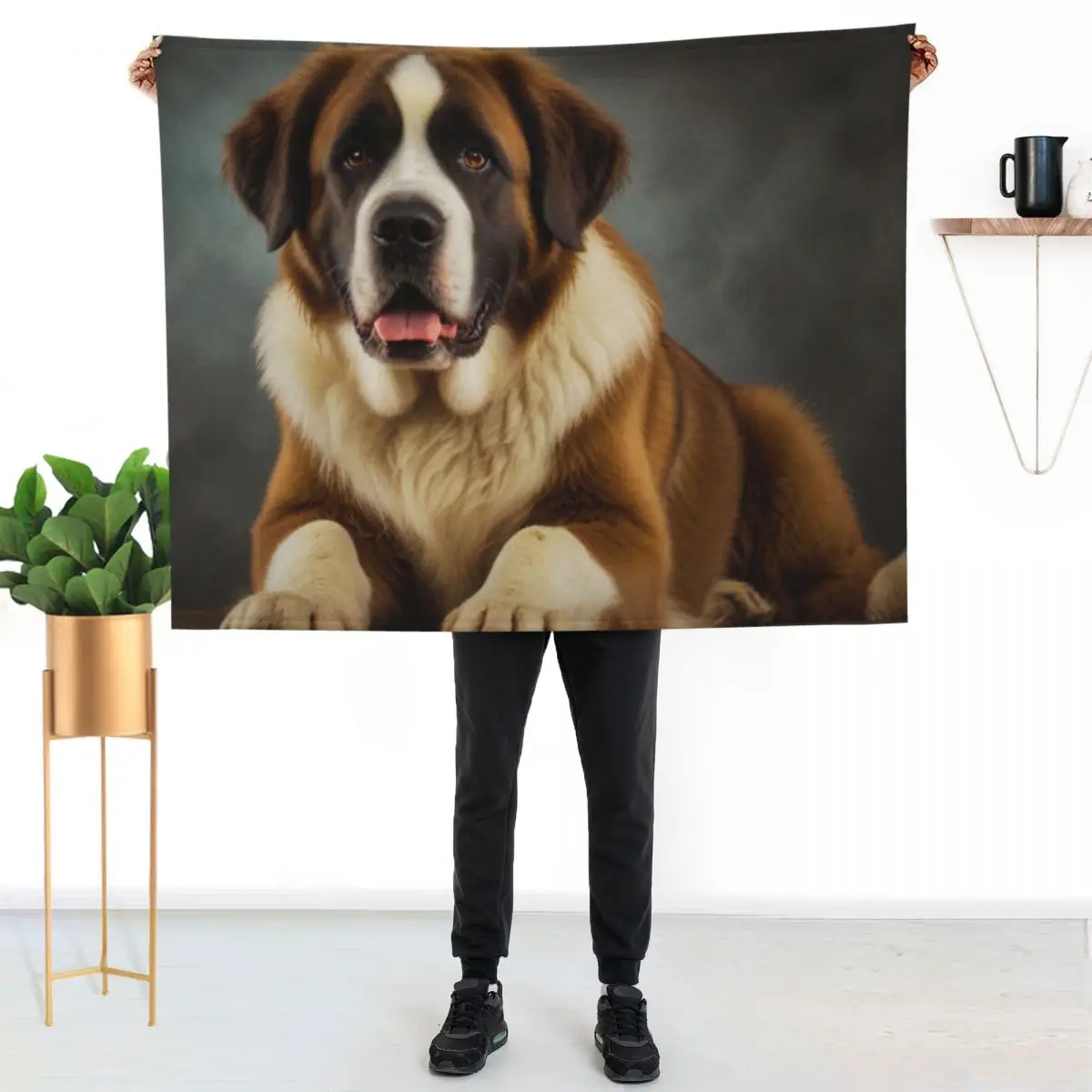 

Saint Bernard Portrait Throw Blanket Stain Resistant Cozy Warm Blanket
