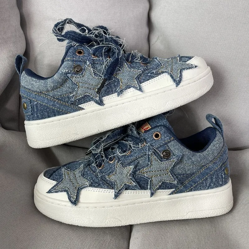 Trendy Fashionable Women's Sneakers Star Designed Outdoor Sports Shoes Versatile Thick Soled Sneakers Punk Style Skateboard Shoe