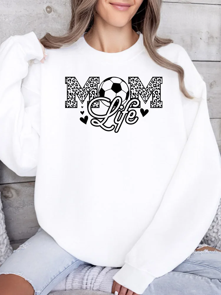 

Женская толстовка с круглым вырезом Mom Life and Soccer, повседневный пуловер с длинными рукавами, свободный крой, для ежедневной носки