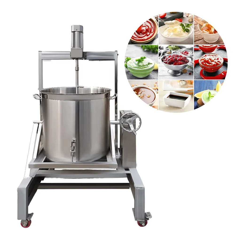 

50l Hot-pot Sauce Cooking Machine With Scraper Pastry Filling Soy Beef Sauce Stirring Pot Gas Type Heating And Mixing Machine