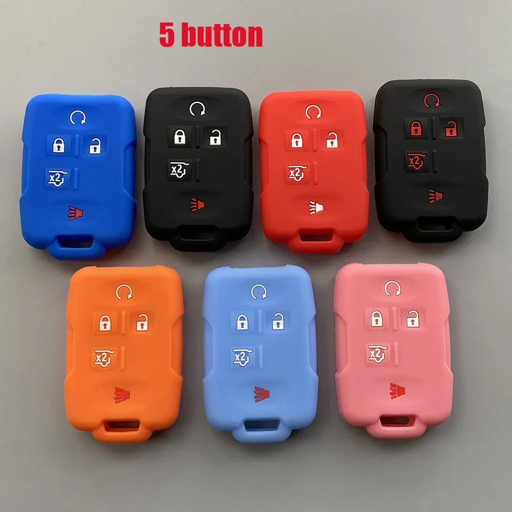 Silicone Car Key Case Cover For Chevrolet Colorado Silverado 1500 2500HD 3500HD GMC Yukon Sierra Canyon Remote Key Protecor