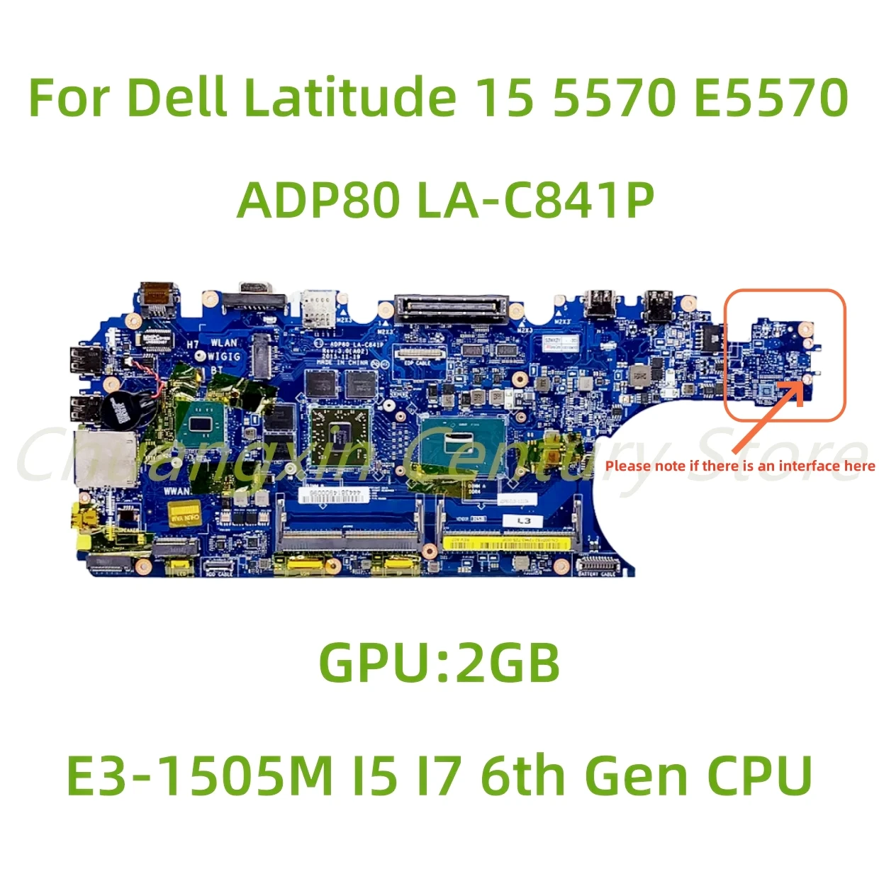 

For Dell Latitude 3510 M3510 E5570 5570 Laptop motherboard LA-C841P with I5 I7-6th Gen CPU 2GB GPU 100% Tested
