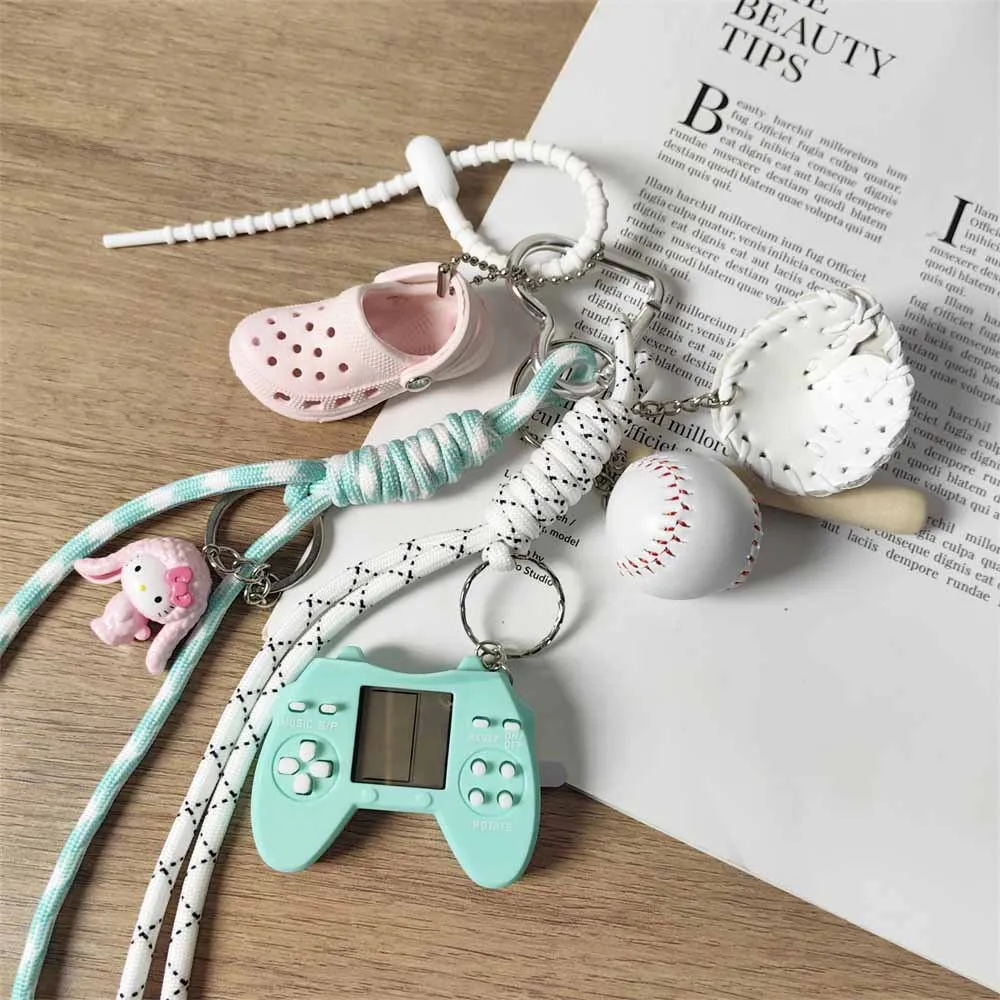 Ins keychain Multi element bag pendant DIY Handmade woven rope game machine decoration