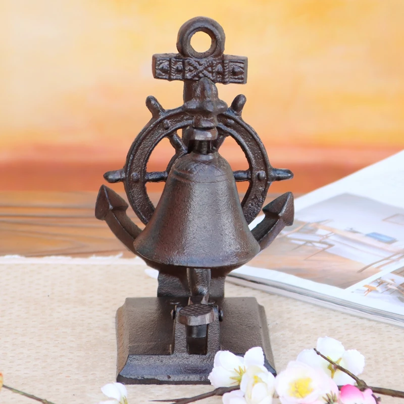 Galleria Mediterranean Style Vintage Ocean Wind Nautical Cast Iron Doorbell Wrought Iron Bell Bar Hand Ring