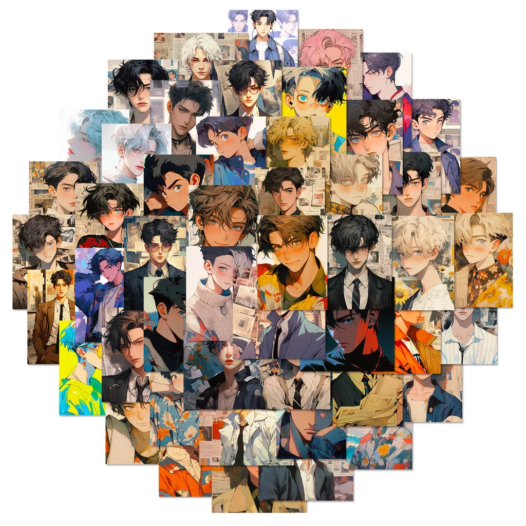 50PCS Cartoon Handsome Guys Aufkleber Graffiti Aufkleber für Helm Hand Konto Federmäppchen Aufkleber BulingBulingStickers Store