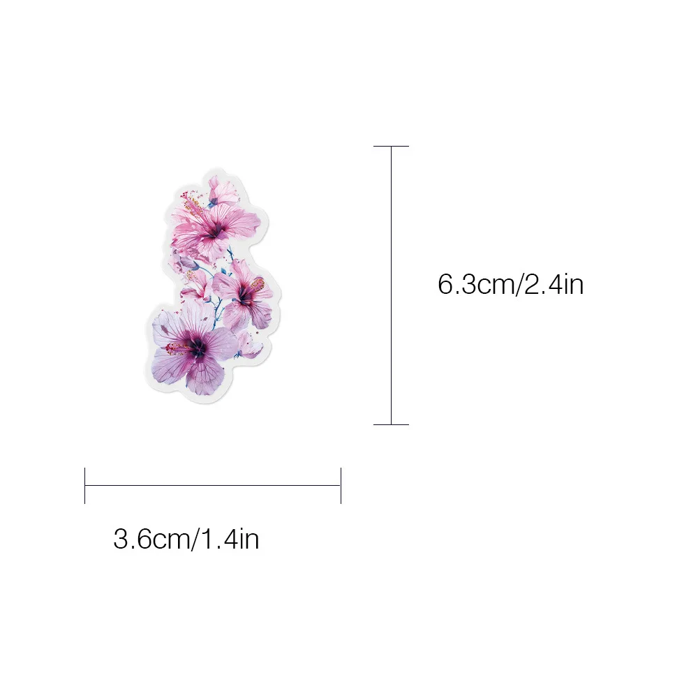 50Pcs Ink Flower Stickers DIY Phone Case Material Handbook Water Cup Plant Transparent PET Stickers