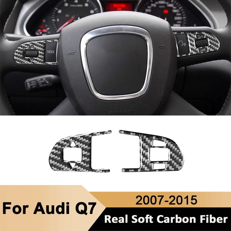 

For Audi Q7 2007- 2015 Carbon Fiber Car Steering Wheel Buttons Panel Trim Frame Decorative Sticker Interior Accessories