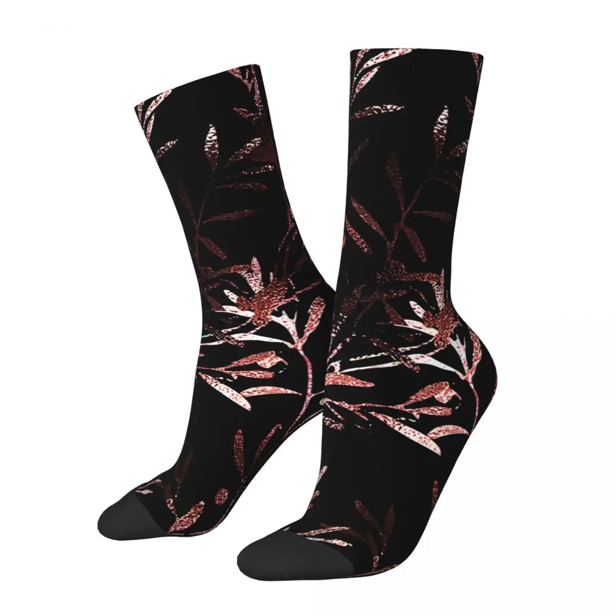 Living Coral Foil Leaves Men's Socks Vintage Harajuku Street Style Novelty Casual Crew Sock