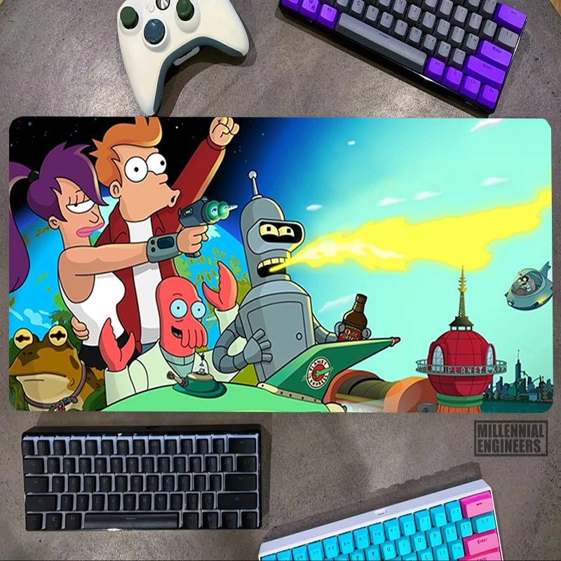 

F-Futurama Cartoon Mouse Pad Premium Mousepad Big Mousepepad Desk Mat Keyboard Gaming Mats Office Accessories Gamer Extended Xxl