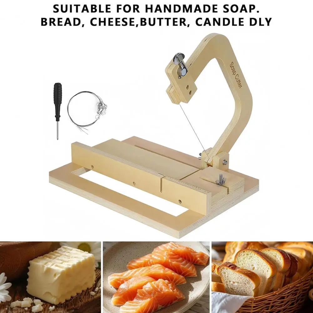 Wooden Soap Cutter Adjustable Single Wire Soap Slicer Professional Handmade Soap Butter Cheese Cutting Tool DIY Making Supplies