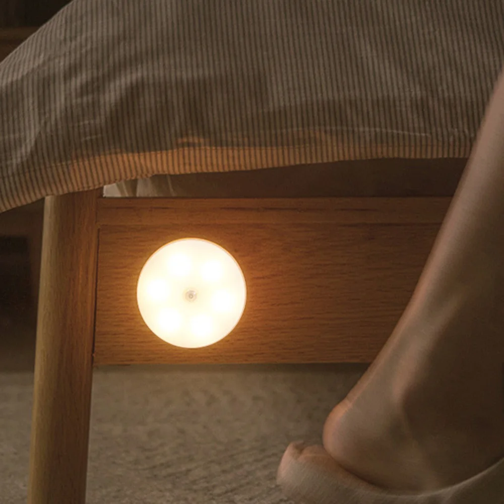 LED Motion Sensor Night Light Rechargeable Under Cabinet Light Bedside Light Magnetic Wall Lamp Corridor Stairs Light