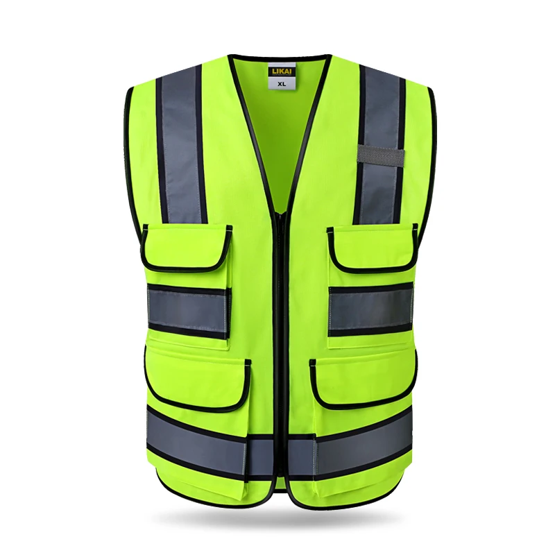 High Vis Safety Vest Fluorescent Yellow Gilet Construction Traffic Worker Workwear Logo Printing for Over 5 Pieces