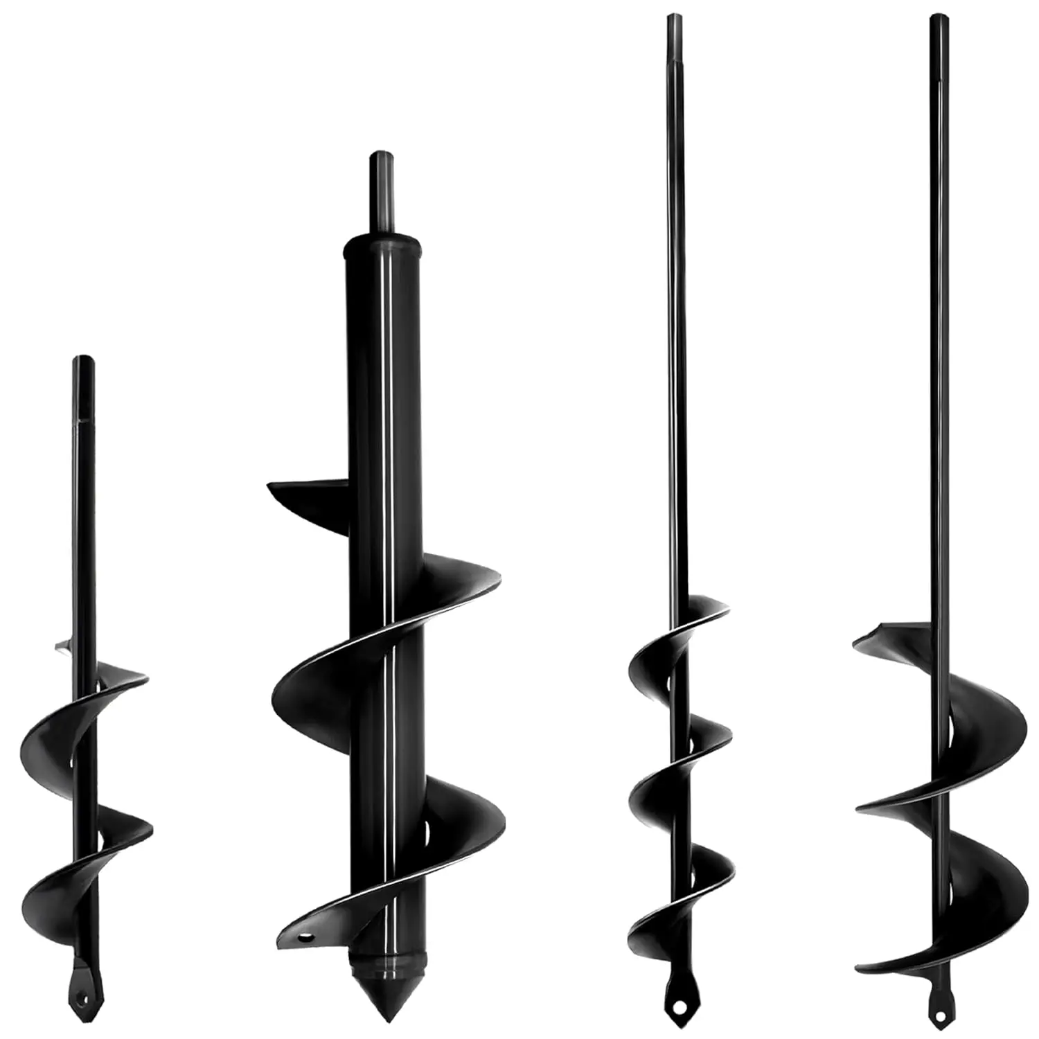 

4PCS Garden Auger Drill Bit Set - 1.6x9, 1.6x16, 2.7x16, 3x12 inch Planting Auger, Spiral Drill Bit for Bulbs, Posts, Soil