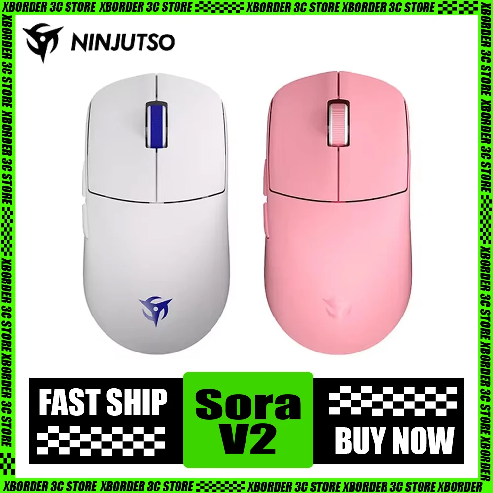 

Беспроводная мышь ninютсо Sora V2 8k Return Paw3395, игровая мышь с двойным режимом Fps, легкая офисная мышь для киберспорта, компьютерные геймерские подарки для мужчин