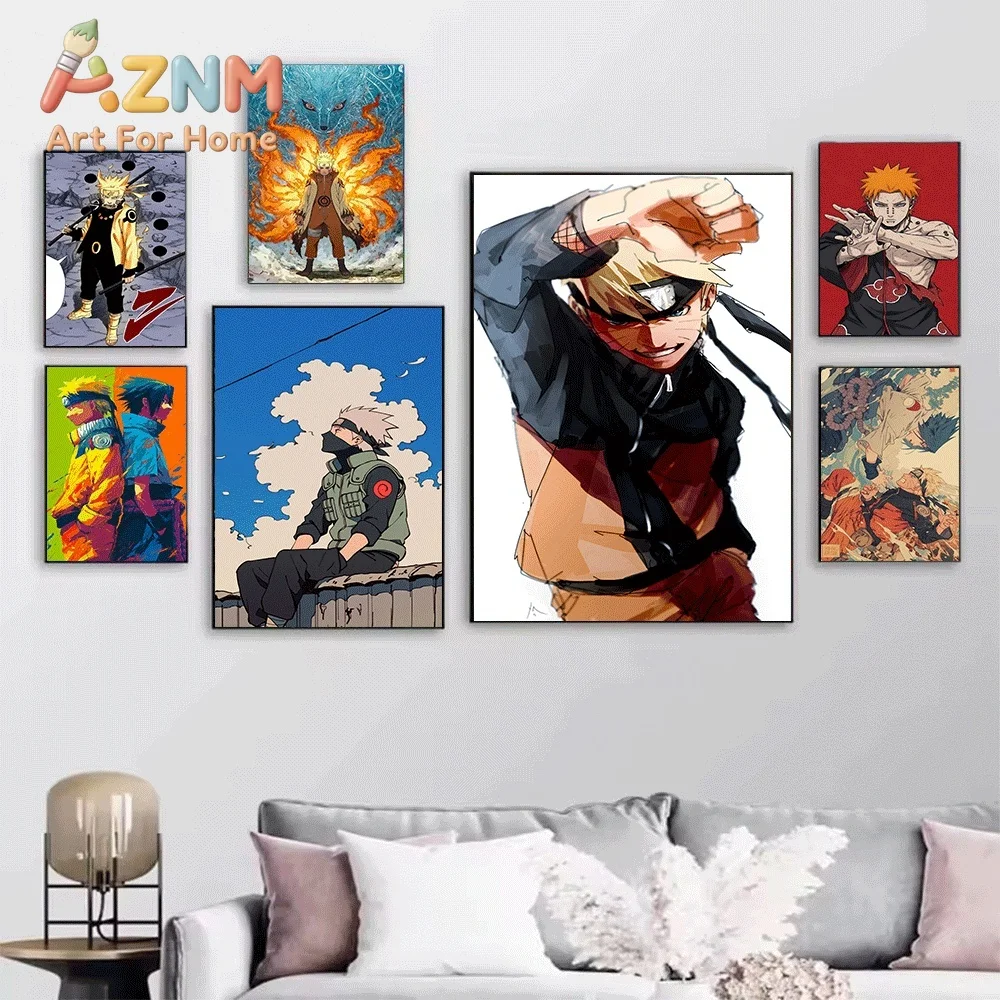Anime Naruto Canvas Wall Art Naruto Six Paths Mode Stone Background Poster Unframed Canvas Painting Bedroom Living Room Home W