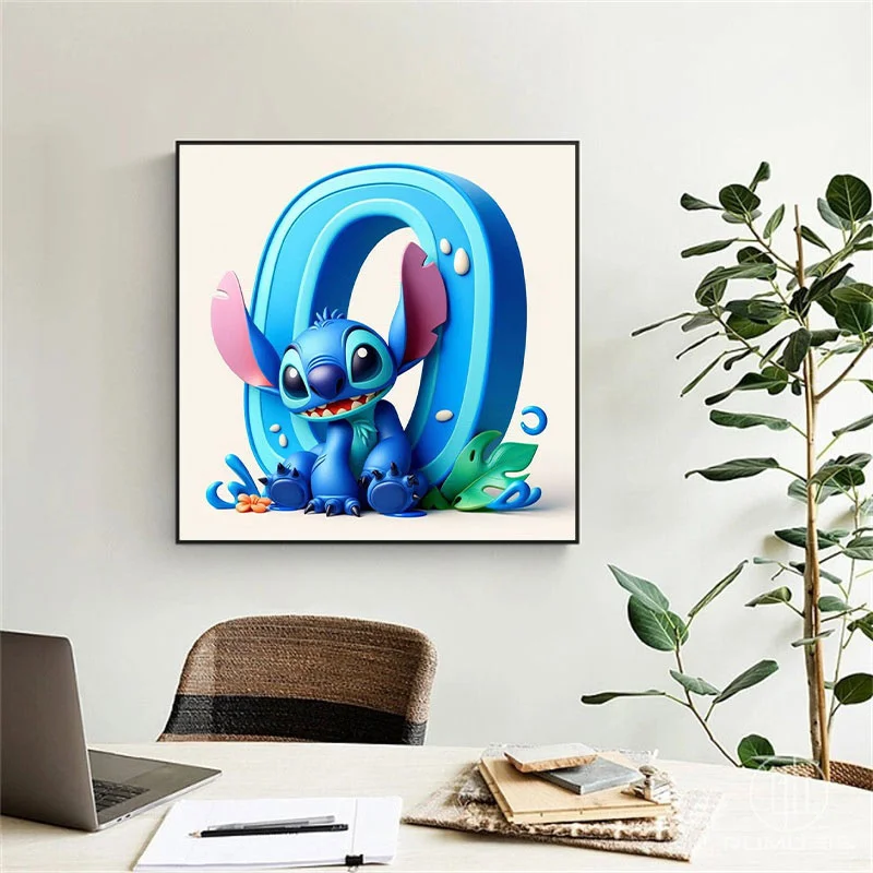 Disney Stitch DIY Diamond Painting Cartoon Alphabet Diamond Handmade 5D Round Drill Pixel Art Paintings