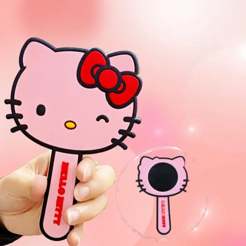 Miniso Hellokitty Mirrors Kitcat 1 Pcs Small Size Pink Colour Outside Traveling Portable Massage Women Girl Make Up Kawaii Tools