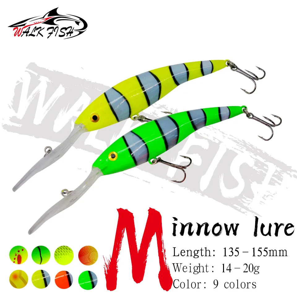 WALK FISH 1PCS Deep Tail Dancer Super Diving Minnow Lure 14g 20g Hard Plastic Wobbler Bait For Trout Bass Pike Fishing