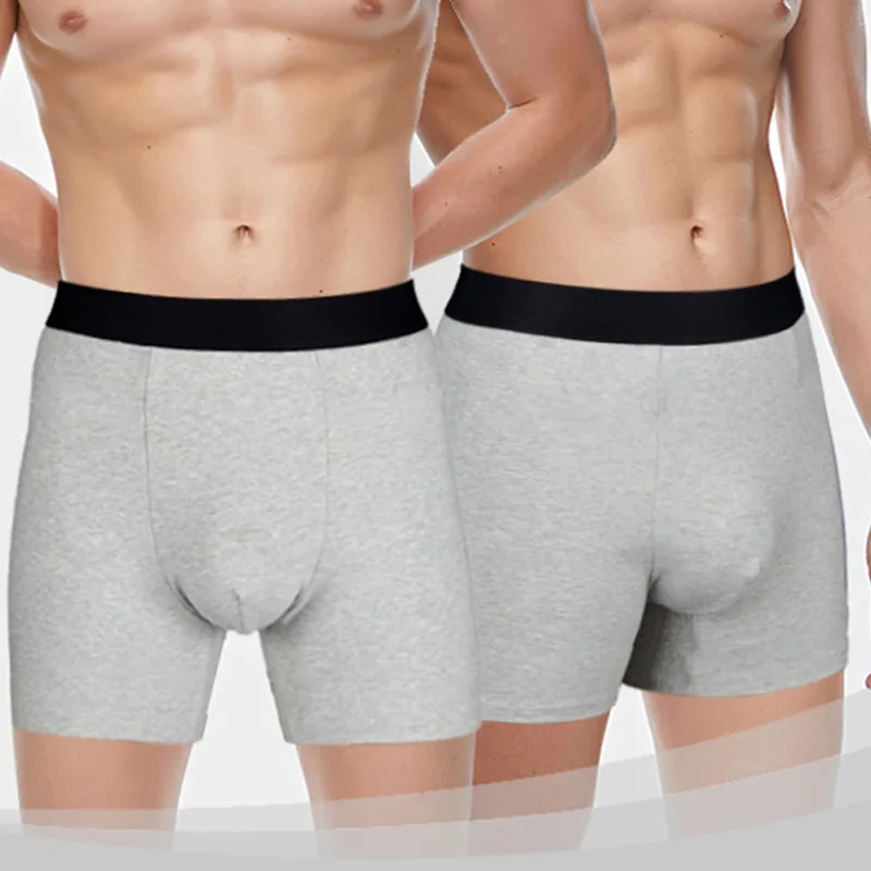 2025 New Men's Underwear High-waisted Cotton Boxers Sport White Extended Solid Color Shorts