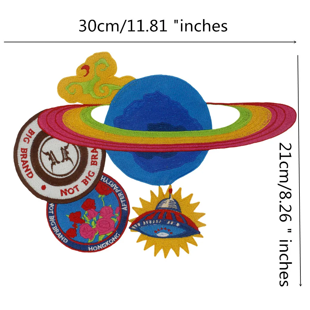 Sequins Wonderful Space Craft Earth Iron/Sew  on Universe Applique Planet Patch for T-Shirt Apparel Badge TH1342