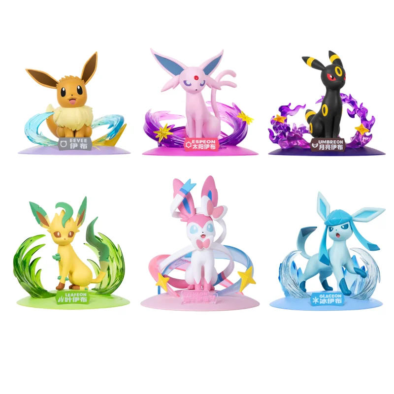 

Anime Pokemon Sylveon Leafeon Glaceon Figurine Original Funism Genuine Action Figures Collection Model Ornaments Toys Gifts