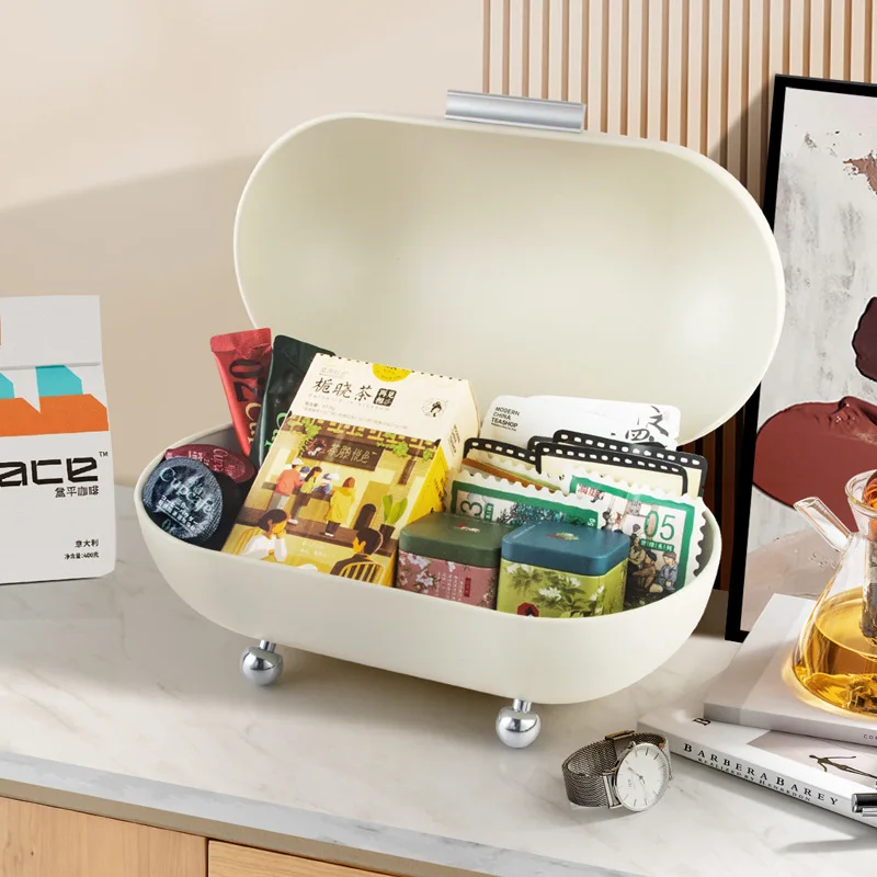 Metal Multifunctional Storage Box Foyer Desktop Organizer Cream Style Creative Cosmetics Storage Box Flip Type Large Capacity