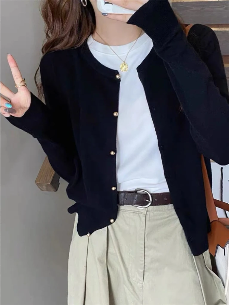 

Женский мягкий вязаный длинный кардиган све, круглый, легкий, универсальный, ранняя осень, новая повседневная удобная верхняя одежда