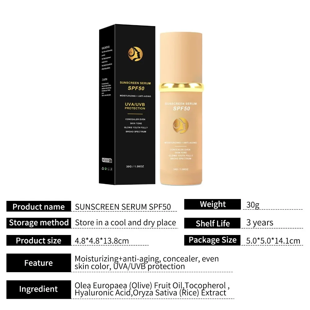 4 in 1 Light Spectrum Match Cosmetics Foundation Hydrating Anti-Aging Sunscreen Serum SPF50 Concealer Concealer