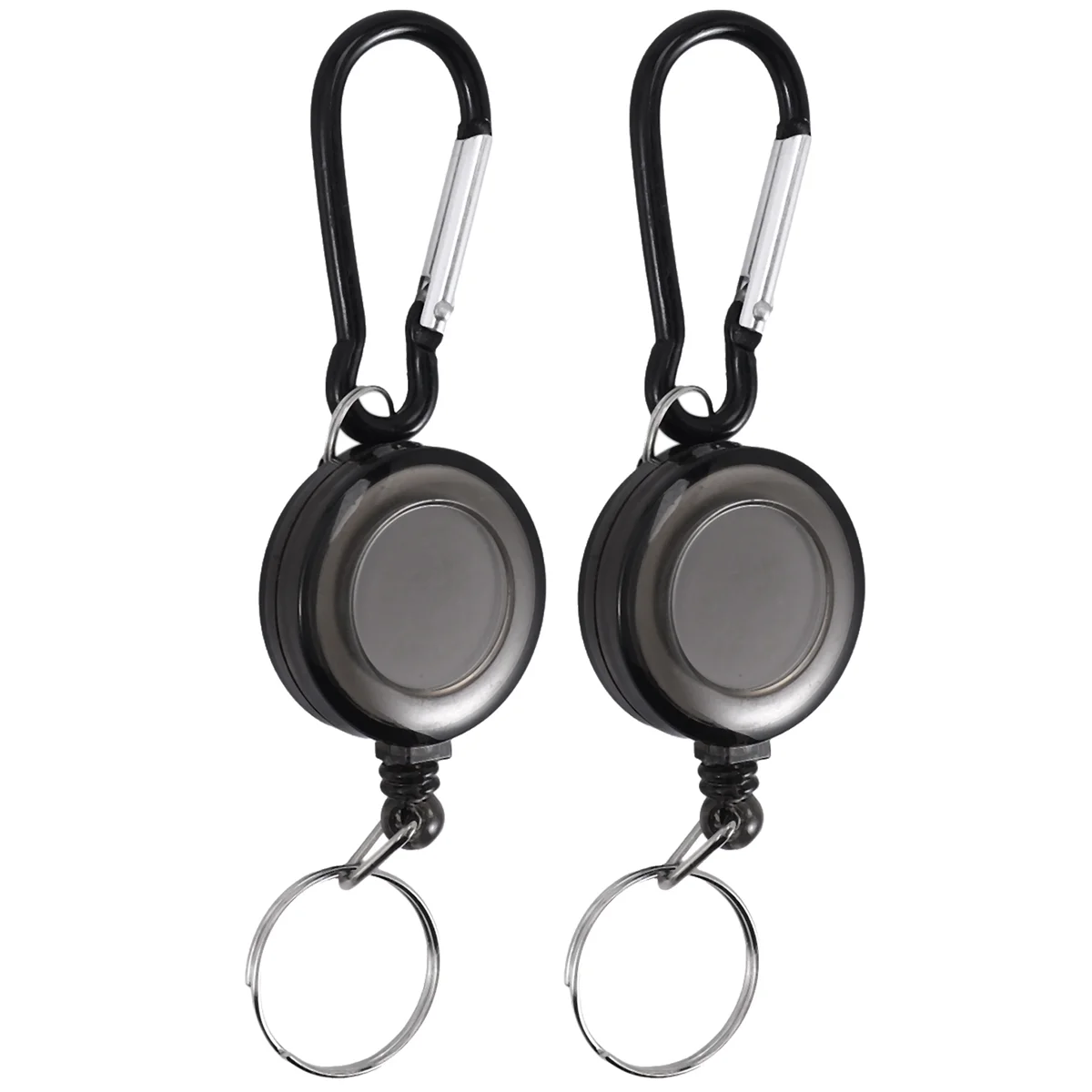 N88R 2 PCS BADGE REEL - RETRACTABLE RECOIL YOYO SKI PASS ID CARD HOLDER KEY CHAIN Color:Black Amount:2Pcs