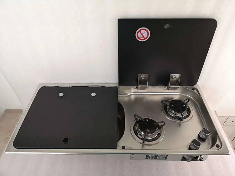 Lpg Gas Stove Suitable for RV with Cover Sink Trailer Trailer 304 Stainless Steel Stove