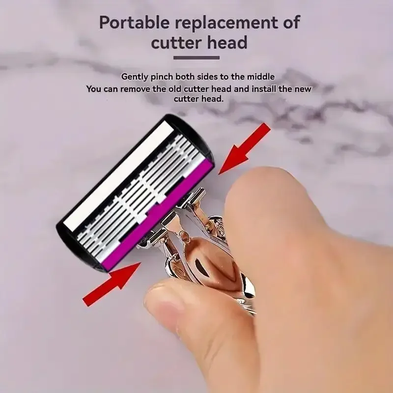 6-Layer Blade Manual Shaver for Women Hair Removal Tool for Armpit And Private Part Shaving Knife Easy to Change Head