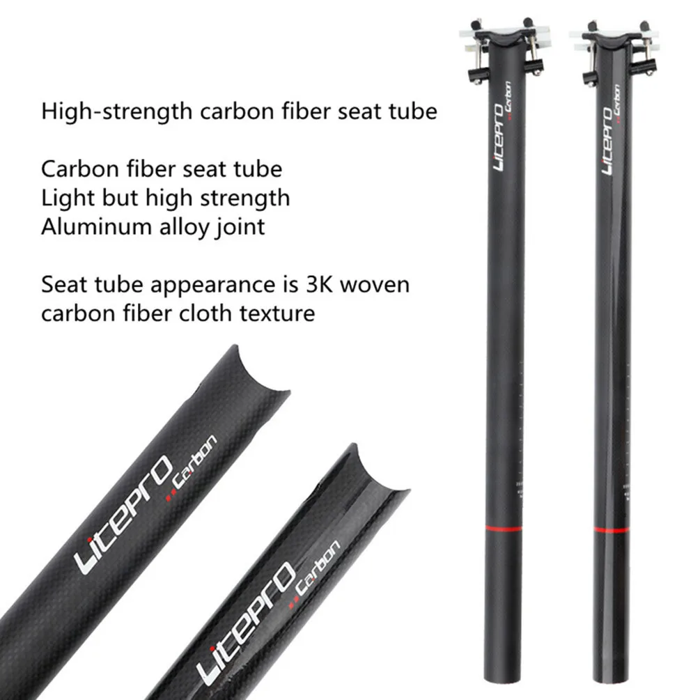Litepro Faltfahrrad Carbonfaser-Sattelstütze 31,8/33,9mm*580MM für Brompton 412 SP8 Fnhon Fahrrad-Sattelstütze – Detail 4