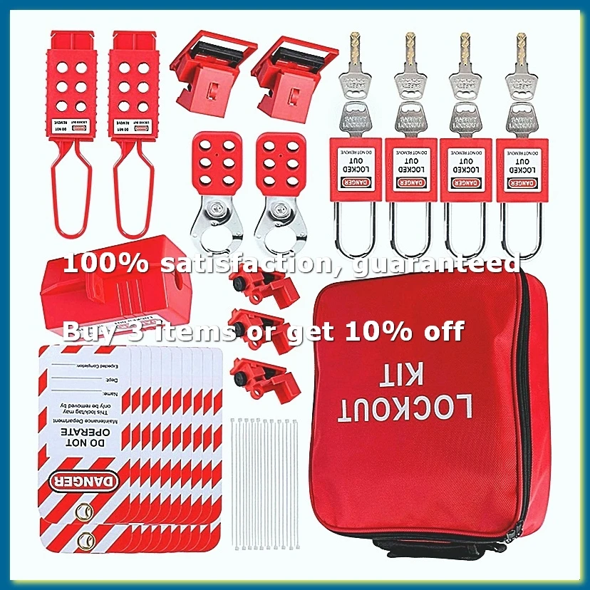 Lockout Tagout Kit, Electrical -Kit with Circuit Breaker Lockout, Lockout Hasps, Lock Out Tags Multi-Pole Breaker-DTB3