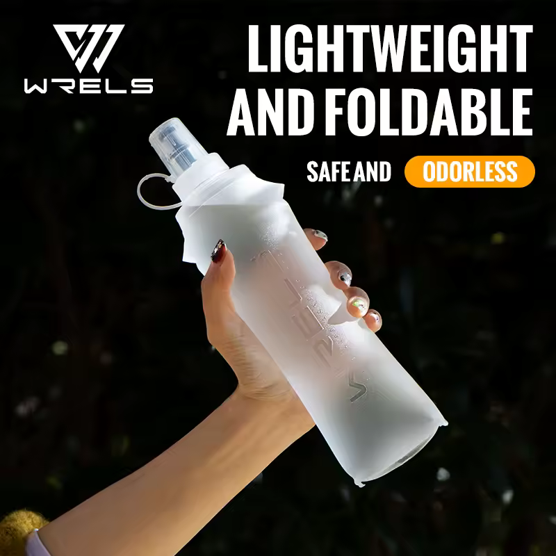 WRELS Folding Collapsible Water Bottle Running Water Bottle Soft Flask TPU BPA-Free Camping Hiking Travel Folding Water Bottle - Image 12