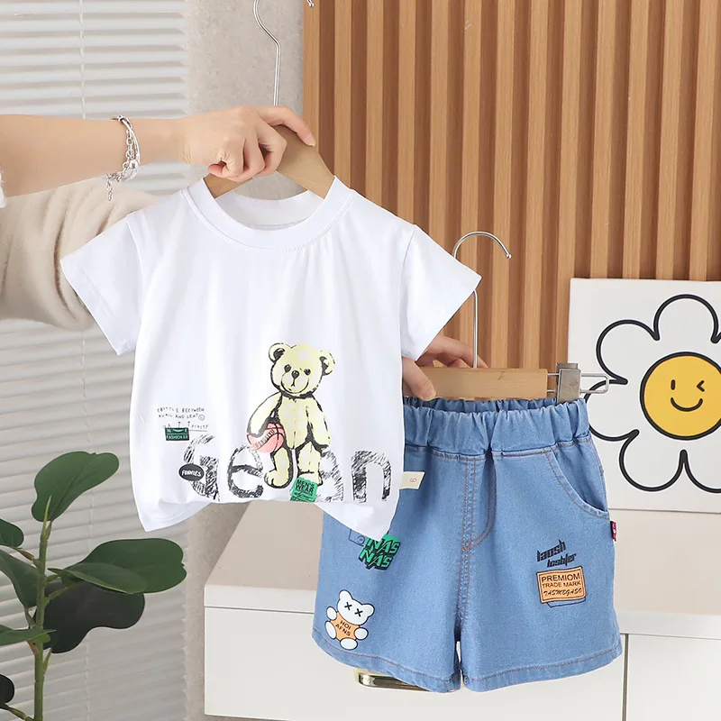 

Kids Set 2024 New Summer Baby Boy Clothes Luxury Designer Cartoon Short Sleeve T-shirts and Shorts Two Piece Infant Boys Outfit