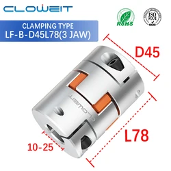 LF-B-D45L78 Aluminum Shaft Coupler Jaw Plum Spider Clamping Type CNC Motor Encoder Coupling 10mm to 25mm For Dividing Table