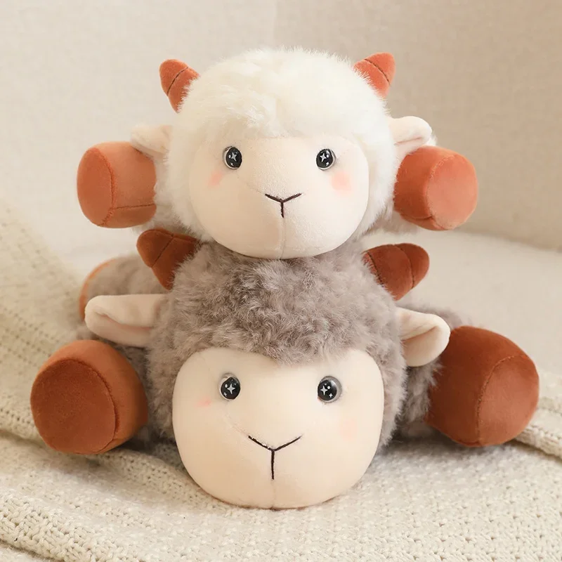 

Lovely Lying Down Sheep Plush Toy Soft Throw Pillow Huggable Lamb Plushies Fluffy Doll Sofa Bed Home Decor Birthday Gifts Girl