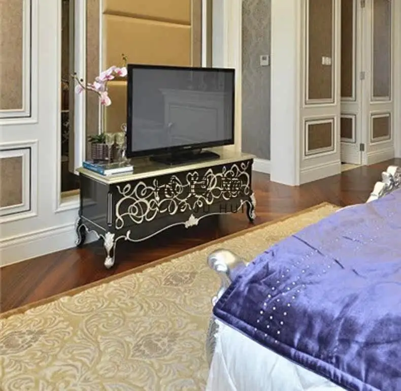 

TT bedroom furniture, solid wood carving flower TV cabinet, dining side cabinet, neoclassical entrance cabinet locker
