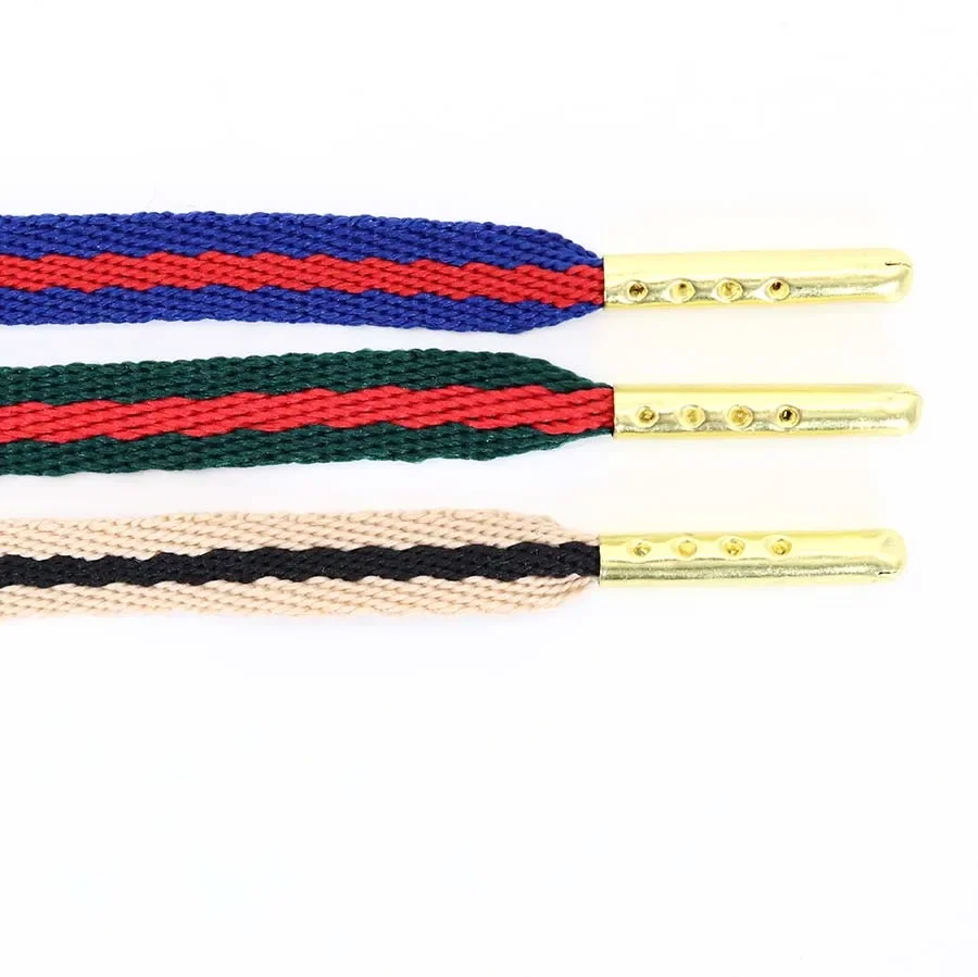 Coolstring 8mm Green Red Ribbon Shoelaces Polyester Flat Laces Single Layer Shoestrings Plastic Metal Tips DIY Replacement Laces