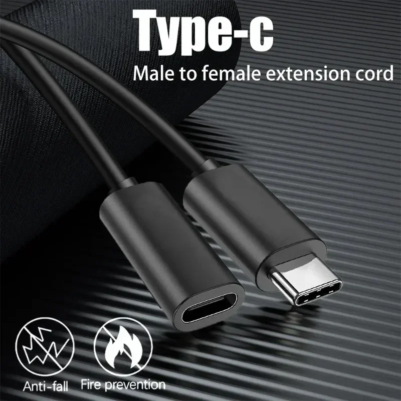 Type C Extension Cord USB C Male to Female Extensions Cable Extensor Charger Wire Connector Transmission Extended Cables 0.5M/1M