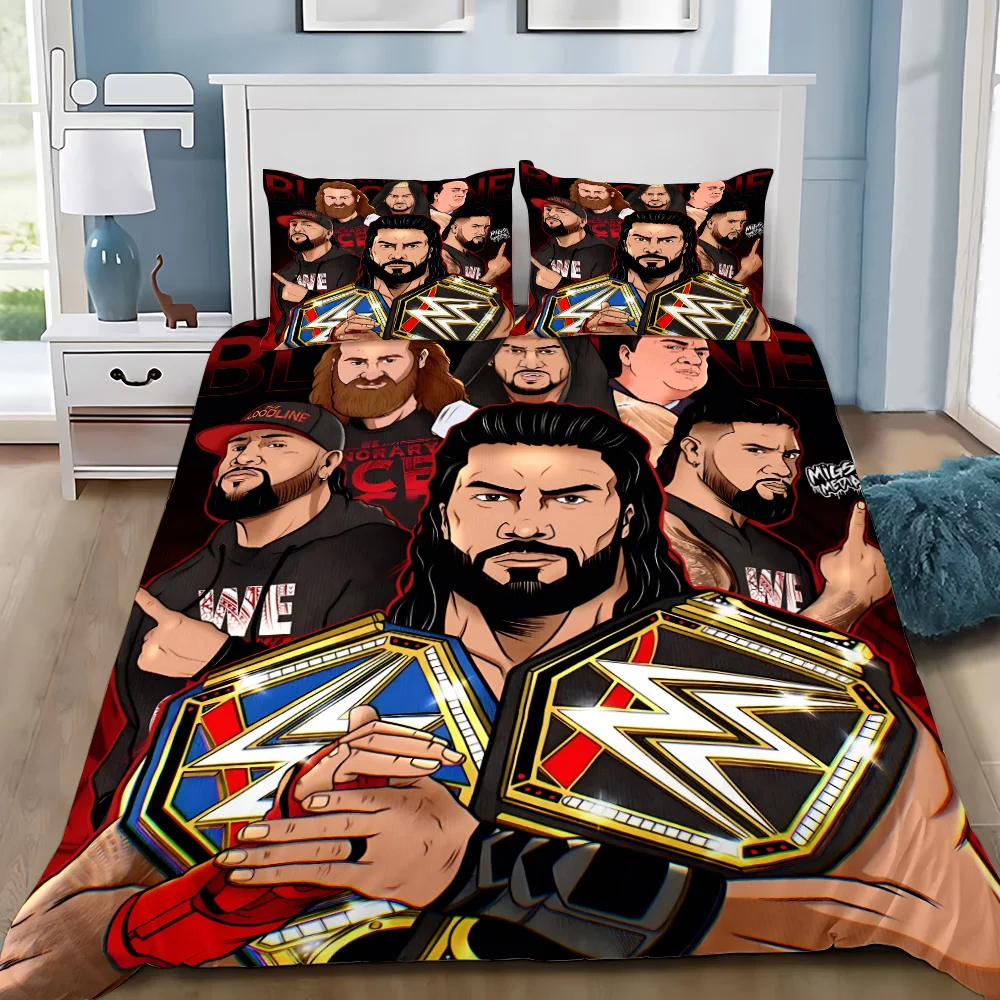 Duvet Cover Pillowcase Bedding Set Wrestling Game WWE EAW Adult Boy Girl Bedroom Decoration Children