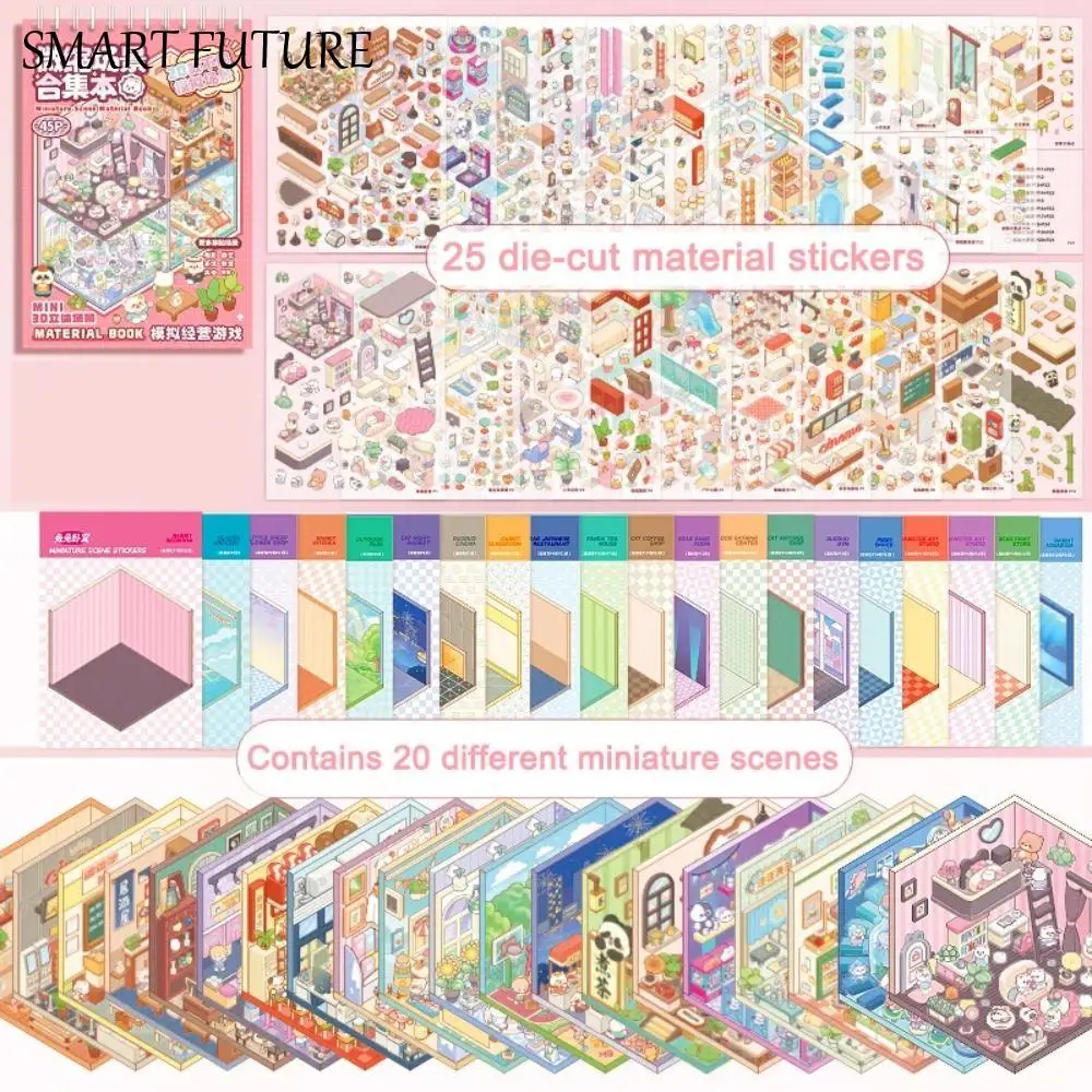 

20in1 Landscape Sticker Book DIY Cute 3D Stickers Scene Set Cartoon Free Combination Miniature Scene Scrapbook Kit Birthday Gift